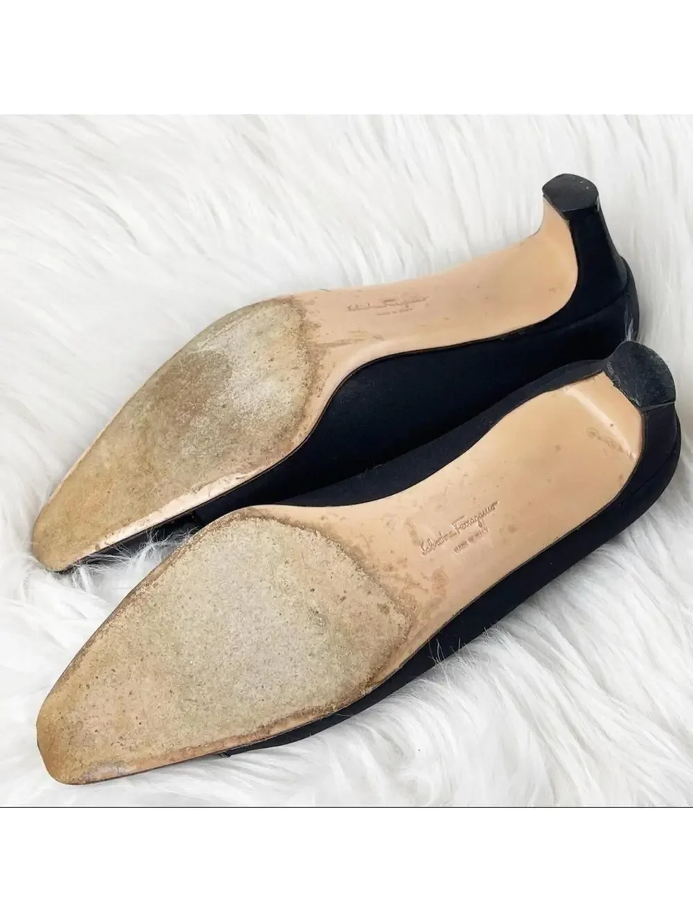 Salvatore Ferragamo Black Cap-Toe Heels 6.5 B